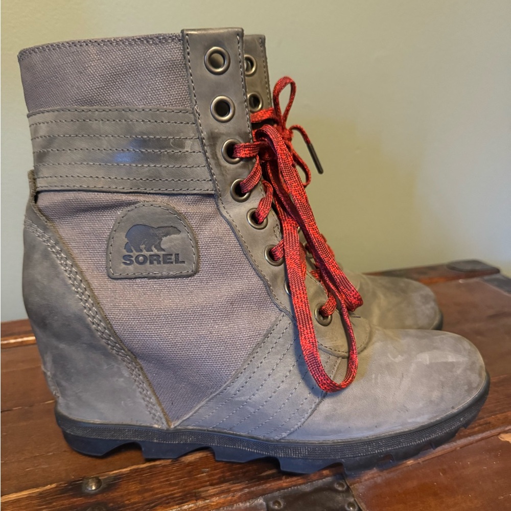 Sorel Lexie Wedge Ankle Boot - Size 10 Quarry Leather - Picture 6 of 10